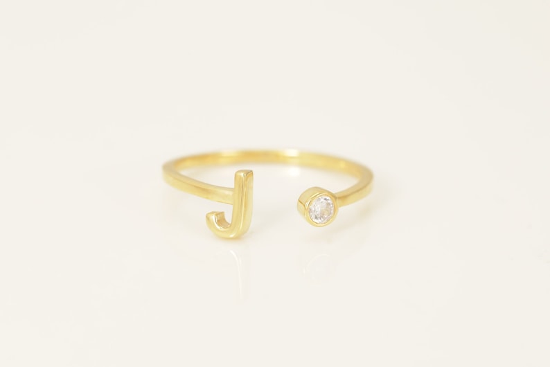 Personalized J Initial Rings, Open Cuff Ring, Dainty Initial Ring, Letter Name Ring, Gold Letter Ring, Stackable Letter Ring