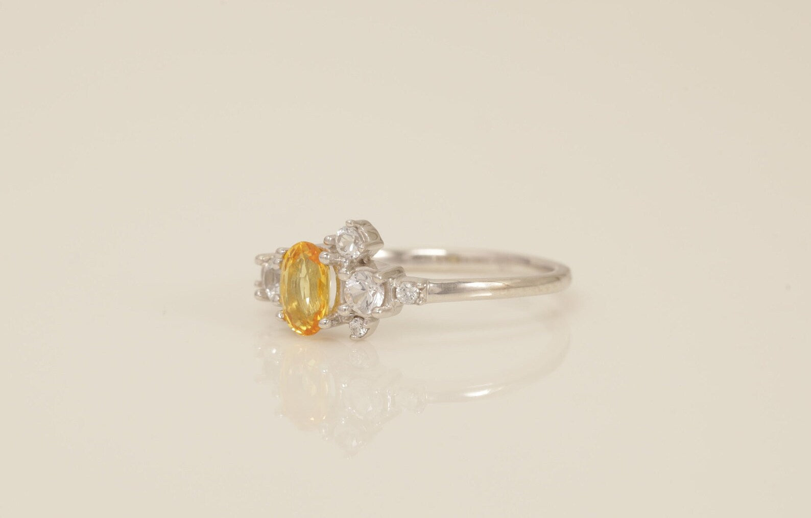 Citrine Engagement Ring, Diamonds Cluster Ring, November Birthstone Ring, Unique Citrine Anniversary Ring, Promise Ring