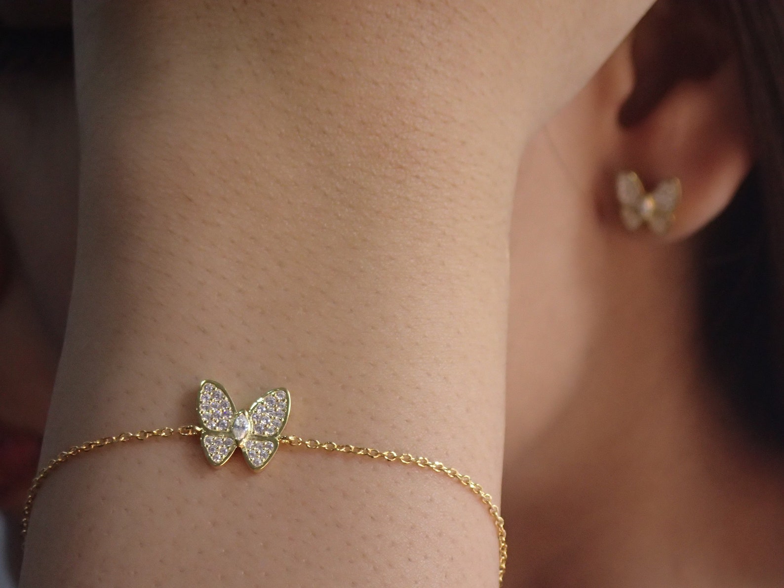 Butterfly Bracelet / Diamonds Butterfly Bracelet / 925 Sterling Silver Daily Wear Bracelet / Bracelets for Women