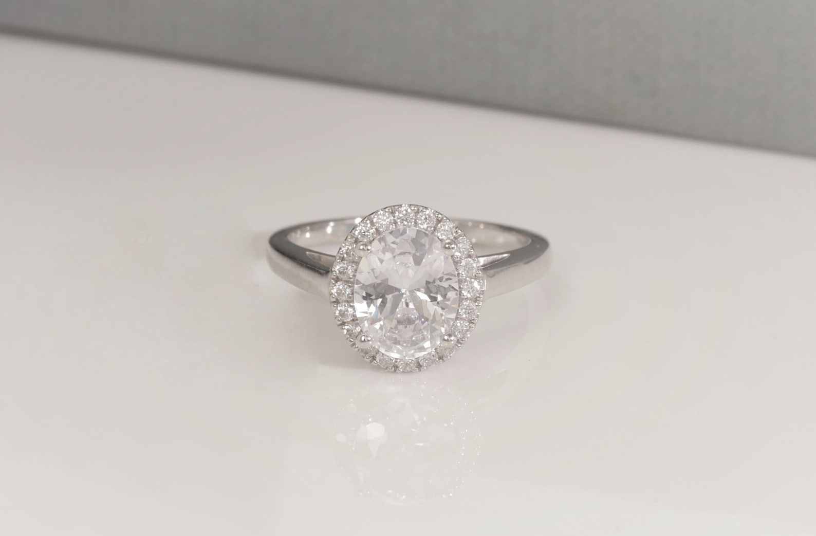 Oval Cut Diamond Halo Engagement Ring, 2.50 CT Oval Solitaire Ring, Anniversary Ring Gift for Women, Promise Ring