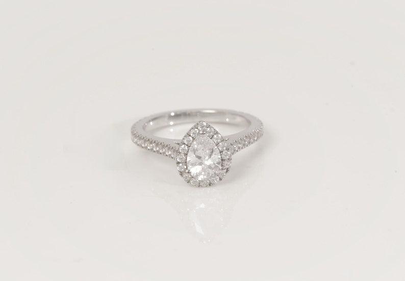 2.50 CT Pear Cut Diamond Engagement Ring, Diamond Halo Wedding Ring, Promise Ring for Women, Anniversary Ring