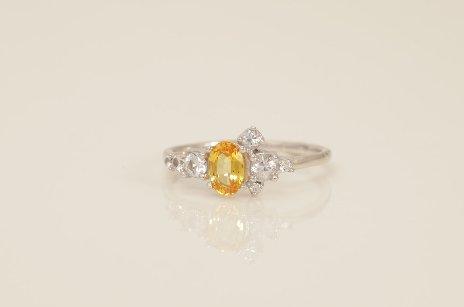 Citrine Engagement Ring, Diamonds Cluster Ring, November Birthstone Ring, Unique Citrine Anniversary Ring, Promise Ring