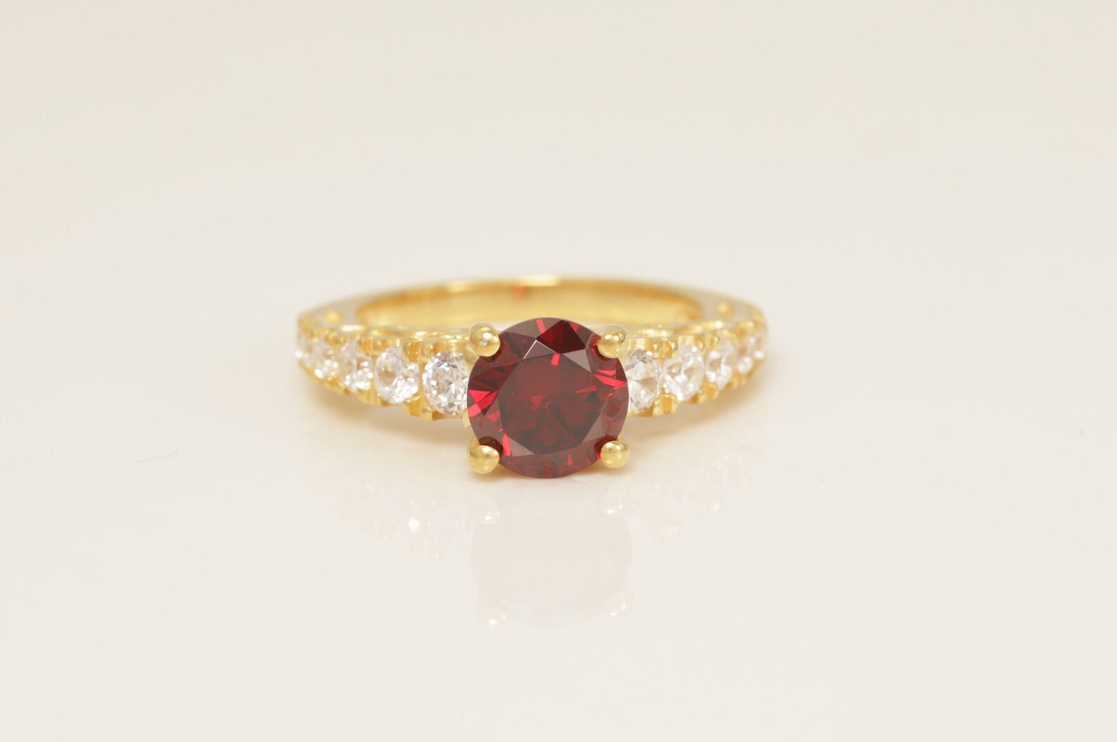 1.3 CT Cathedral Set Garnet Engagement Ring, January Birthstone Ring, Vintage Style Garnet Wedding Ring, Solitaire Ring Gift for Her