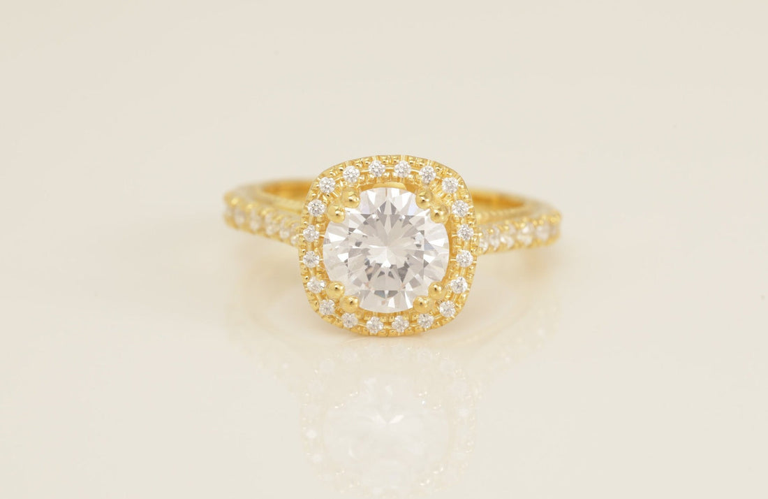 1.67 CT Diamond Halo Engagement Ring, Cathedral Set Vintage Style Ring, Bridal Promise Ring for Women, Anniversary Ring