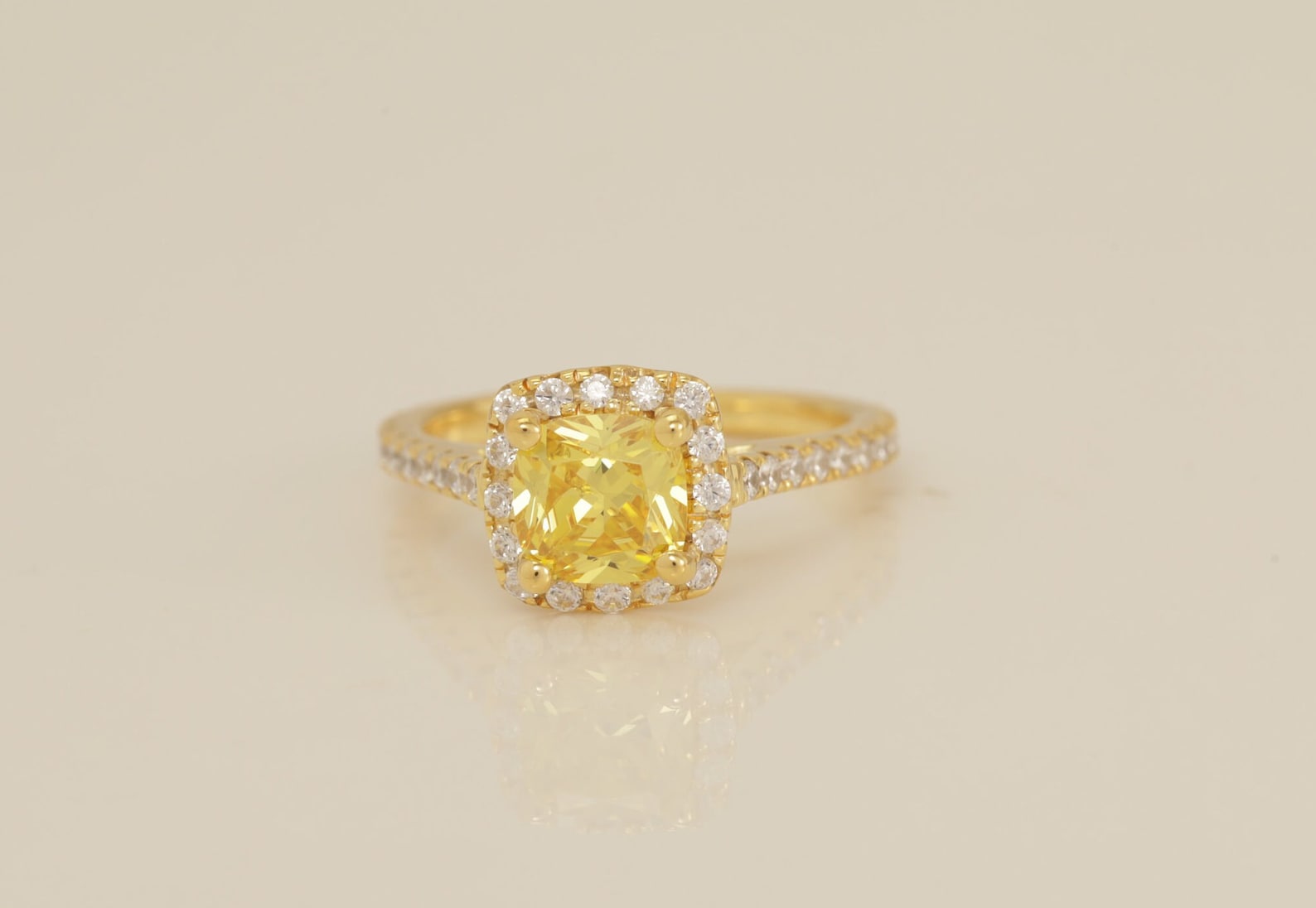 1.25 CT Yellow Sapphire Engagement Ring, Diamond Halo Yellow Sapphire Anniversary Ring, September Birthstone Ring, Bridal Ring