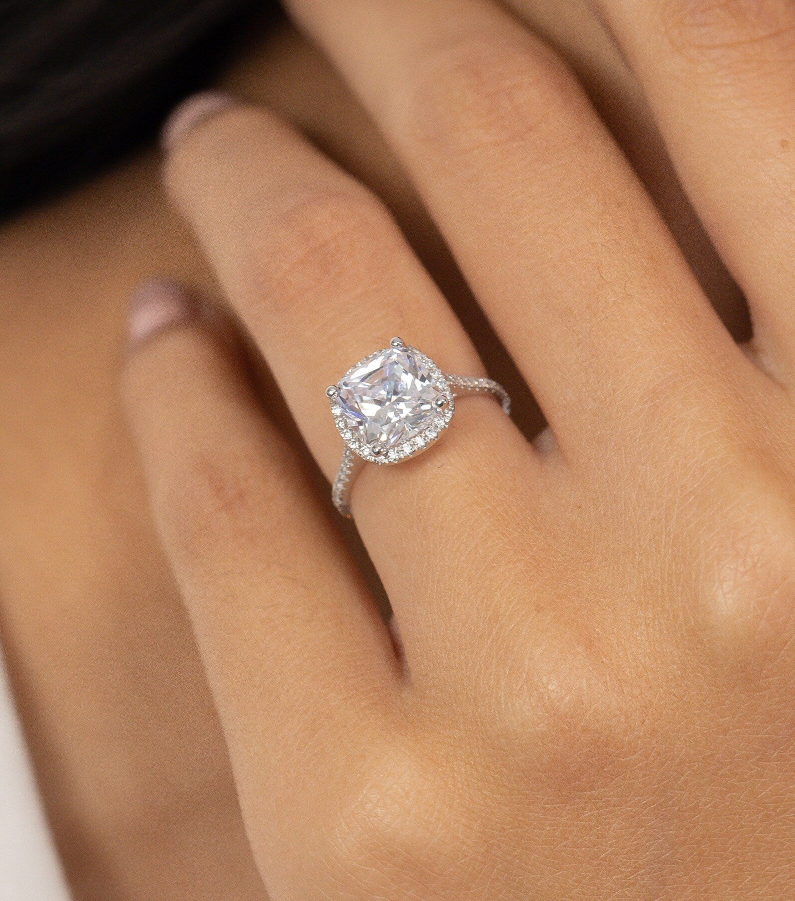 3.0 CT Cushion Diamond Engagement Ring, Fancy Engagement Ring, Halo Ring, Gift For Her