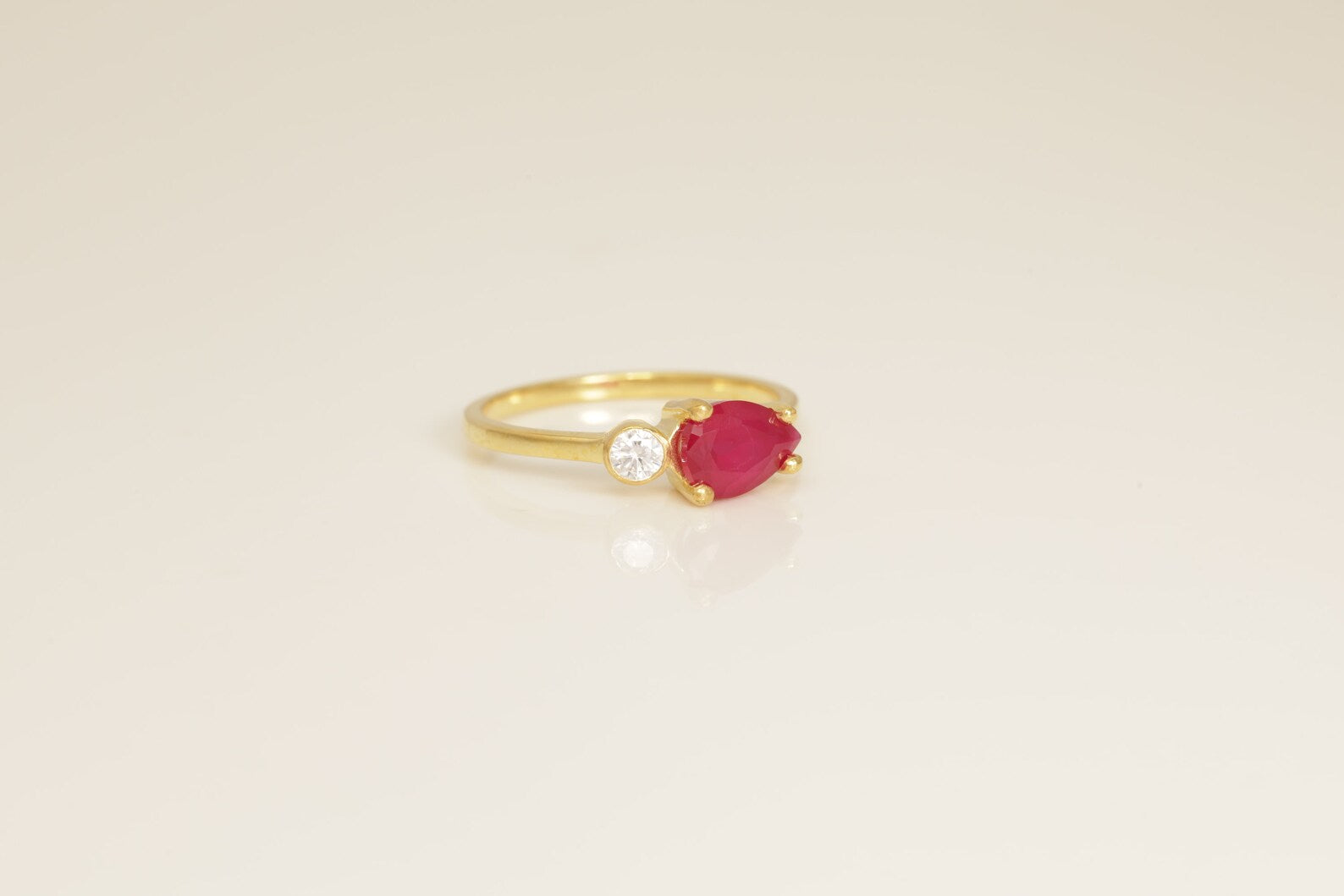 0.75 CT Pear Shape Ruby Engagement Ring, July Birthstone Ring, Tear Drop Ruby Ring, Diamond Statement Ring, Anniversary Ring