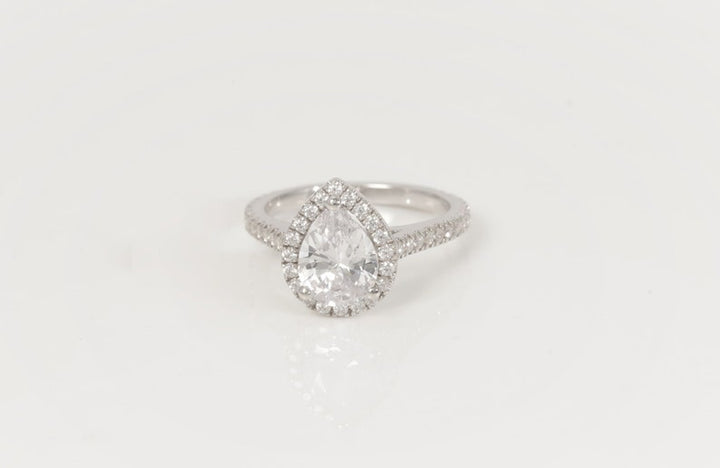 2.50 CT Pear Cut Diamond Engagement Ring, Diamond Halo Wedding Ring, Promise Ring for Women, Anniversary Ring