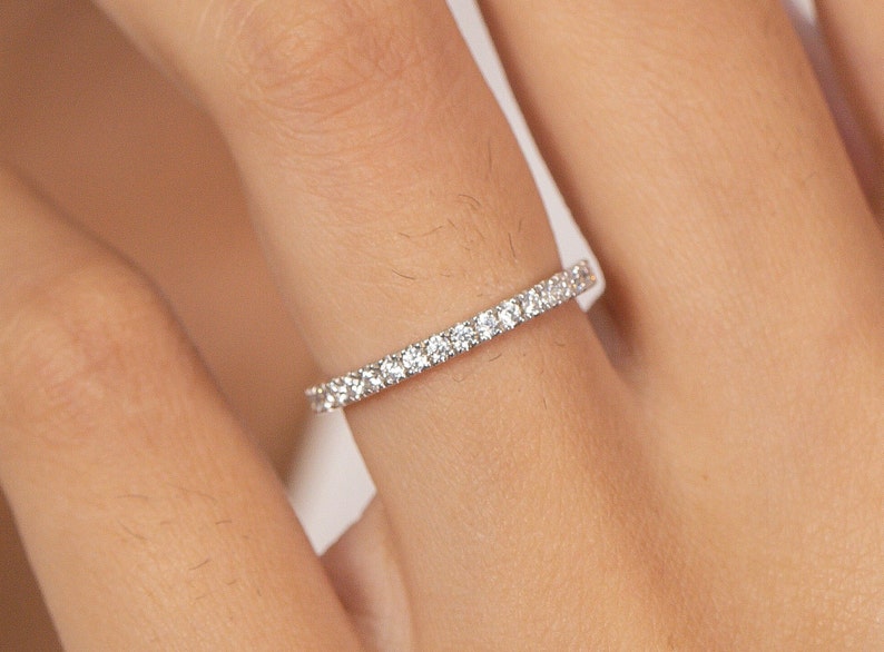 1.8mm Micro Pave Eternity Diamond Ring, Valentine's Day Gift, Gift For Wife, Gift For Girlfriend