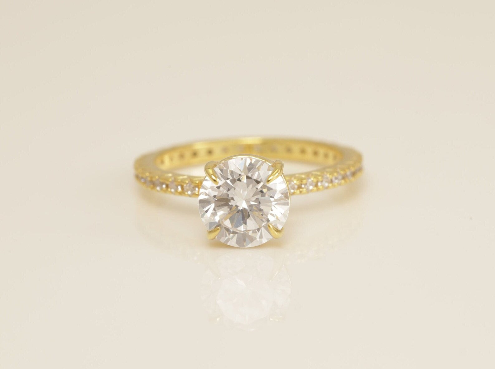 6.5 MM Solitaire Diamond Engagement Ring, 4 Prong Solitaire Engagement Ring for Women, Vintage Diamond Ring, Bridal Promise Ring