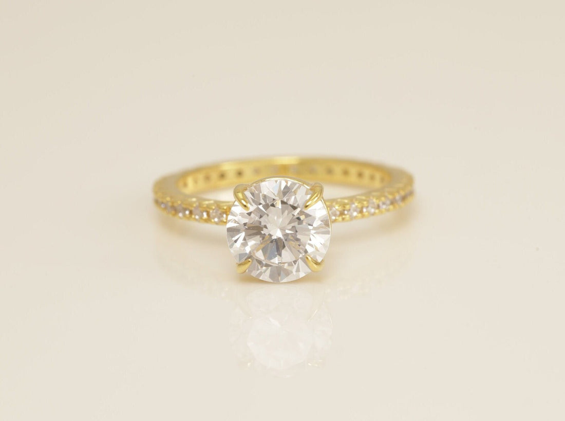 6.5 MM Solitaire Diamond Engagement Ring, 4 Prong Solitaire Engagement Ring for Women, Vintage Diamond Ring, Bridal Promise Ring