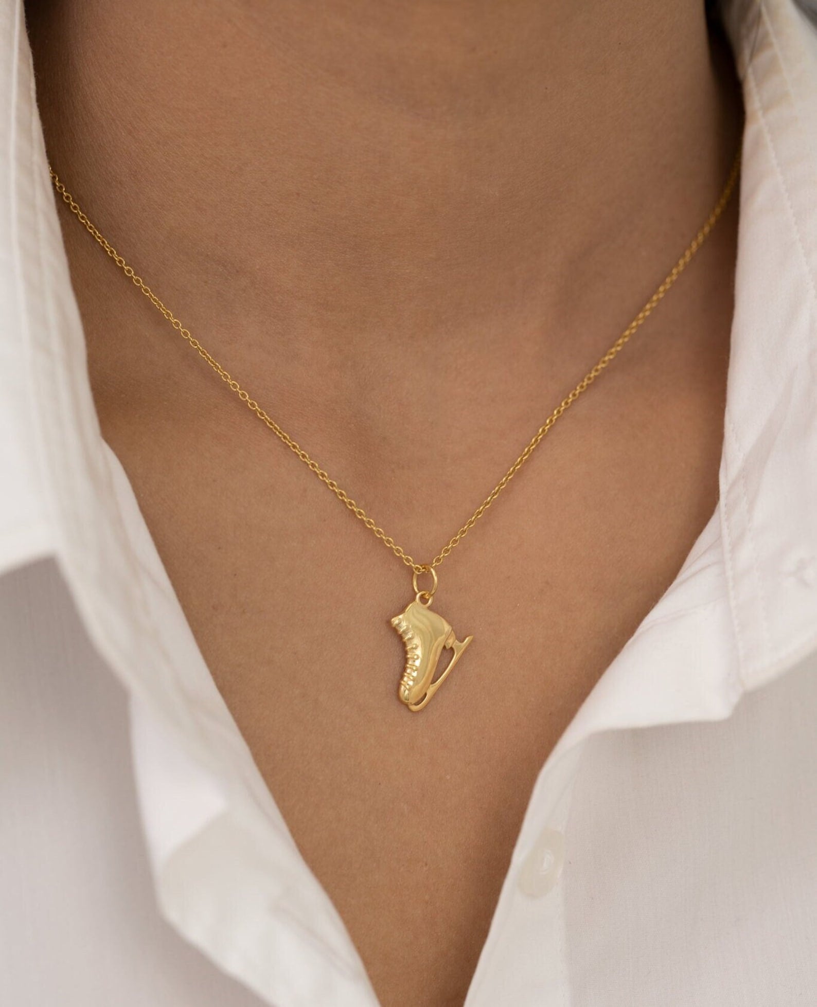 Ice Skating Shoe Necklace, Ice Skate Pendant Necklace, Gifts for Ice Skate Lovers, Layering Necklaces