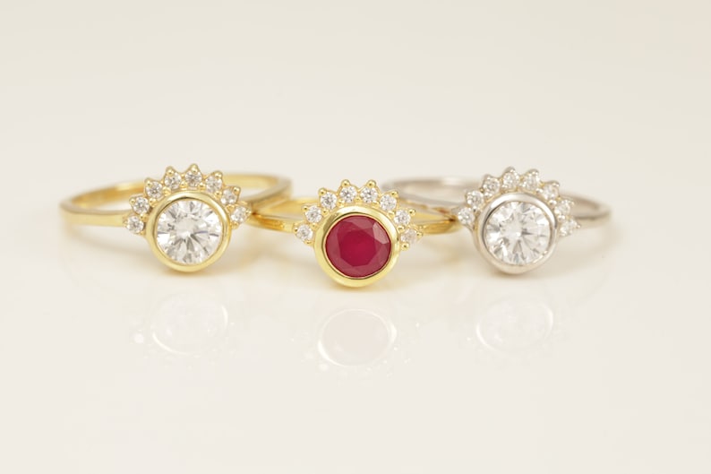 Diamond Cluster Engagement Ring, Vintage Solitaire Wedding Ring, Promise Ring, Anniversary Ring, Vintage Style Ring, Bridal Ring