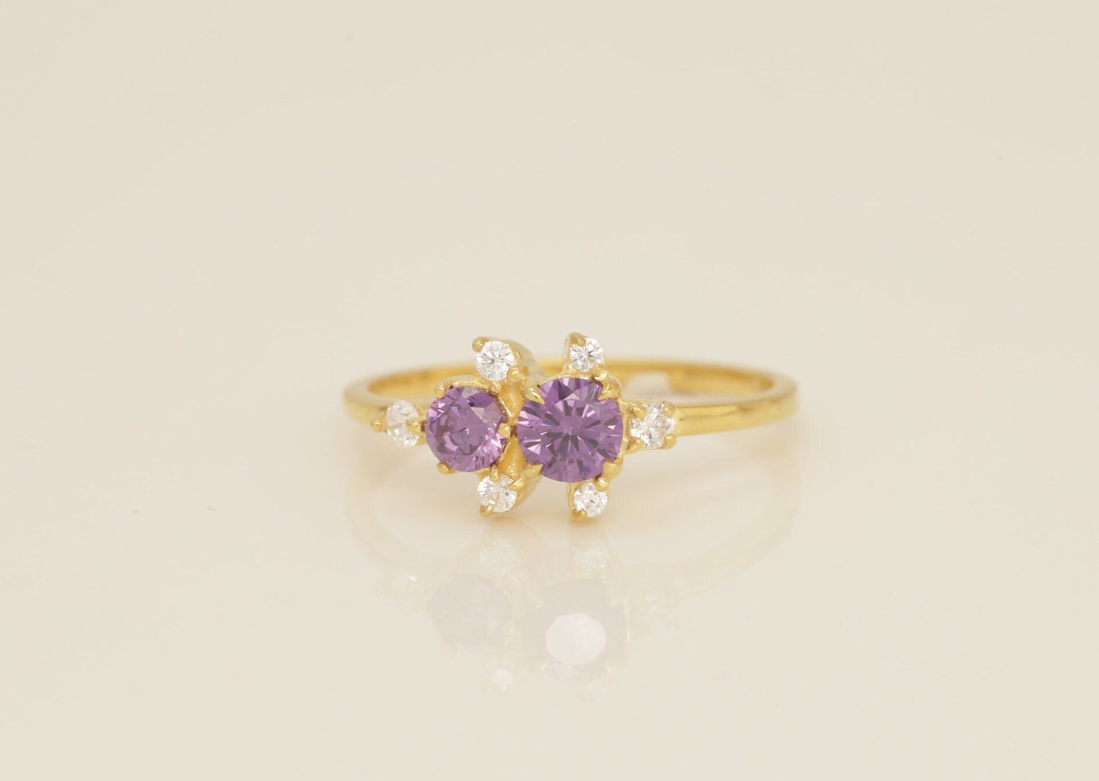 Cluster Amethyst Engagement Ring, February Birthstone Ring, Vintage Solitaire Wedding Band, Promise Ring, Anniversary Ring