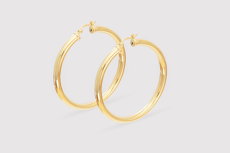 50 MM Shiny Large Hoops Earrings, Thick Earring for Women, Plain Bold Hoops, Huge Hoops