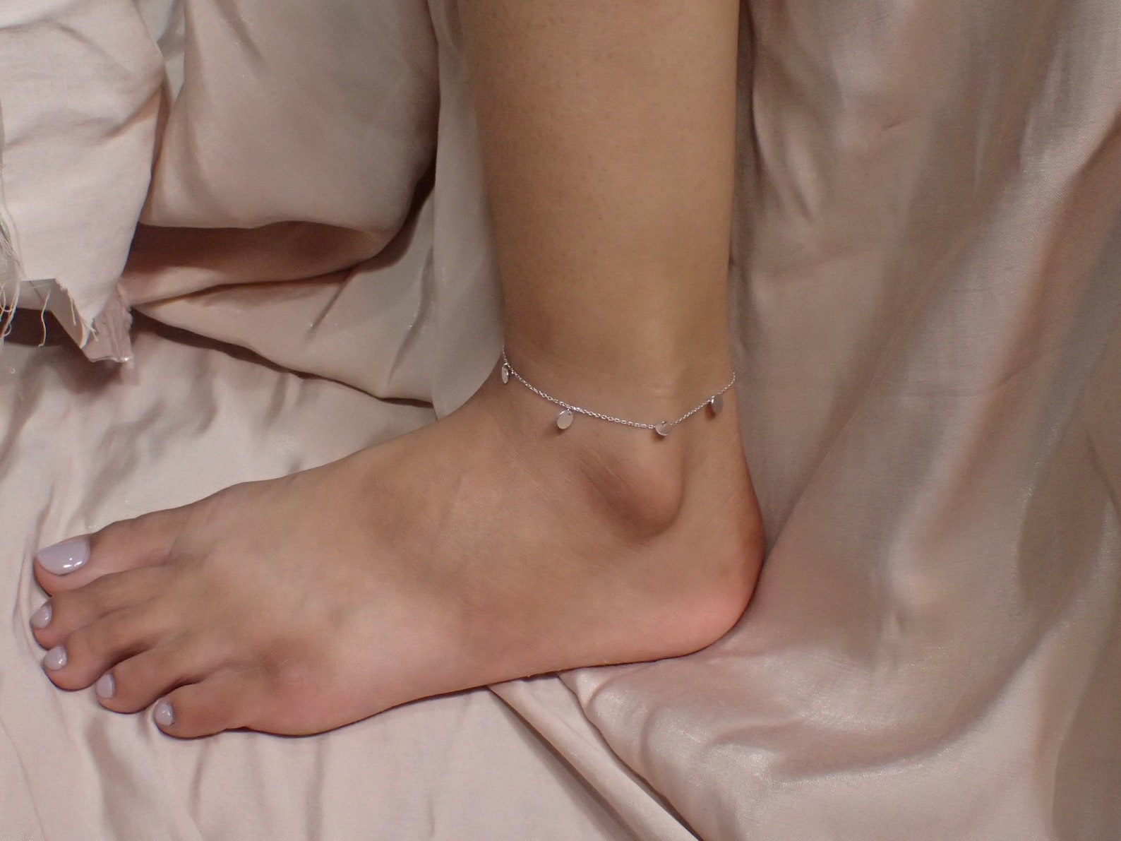 Sterling Silver Anklets with Disc / Anklets for Women / Disc Gold Anklet Bracelet / Tiny Disc Anklet / Minimalist Anklet