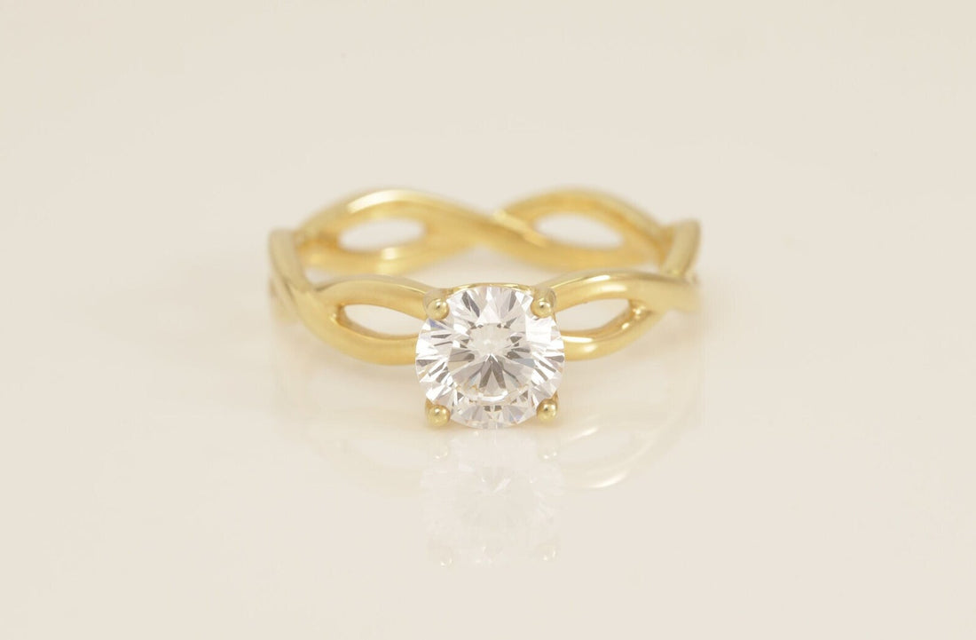 Twisted Diamond Engagement Ring, Diamond Infinity Ring, Bridal Solitaire Promise Ring, Anniversary Ring Gift for Her