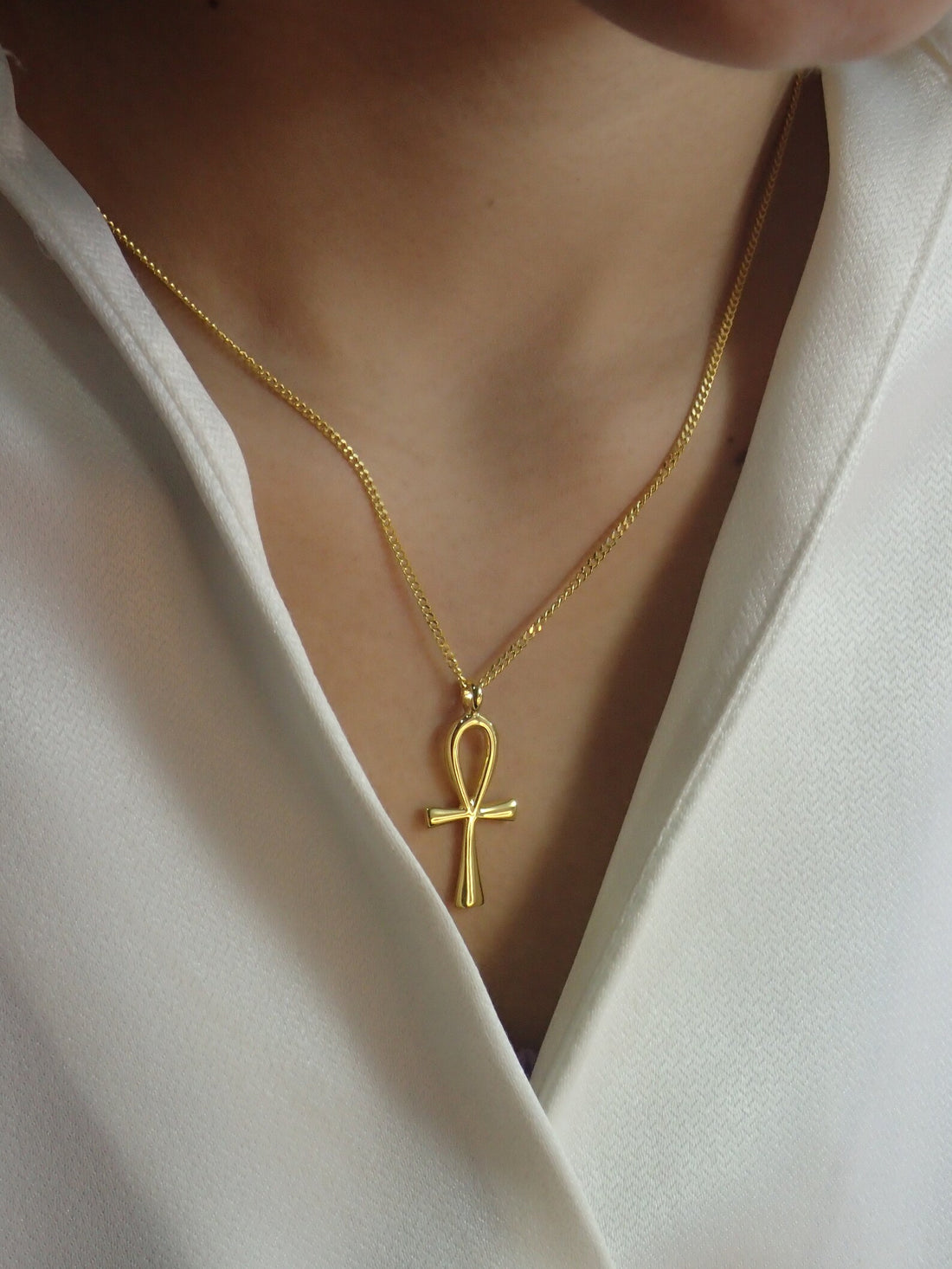 Egyptian Ankh Cross Pendant Necklace / Egypt Hieroglyphs pendant necklace / Protection Necklace / Egyptian Cross