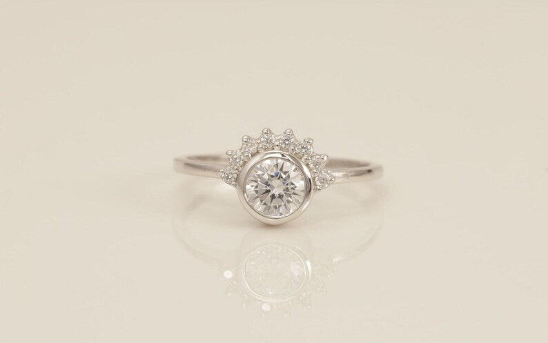 Diamond Cluster Engagement Ring, Vintage Solitaire Wedding Ring, Promise Ring, Anniversary Ring, Vintage Style Ring, Bridal Ring