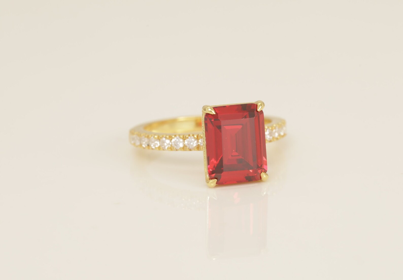 Four Prongs Ruby Engagement Ring, July Birthstone Ring, Bridal Promise Ring, Ruby Wedding Ring, Anniversary Ring