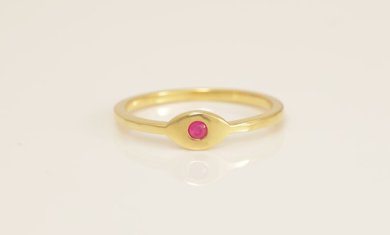 Evil Eye Ruby Ring, July birthstone Ring, Evil Eye Jewelry Gift for Women, Stacking Ring, Protection Ring