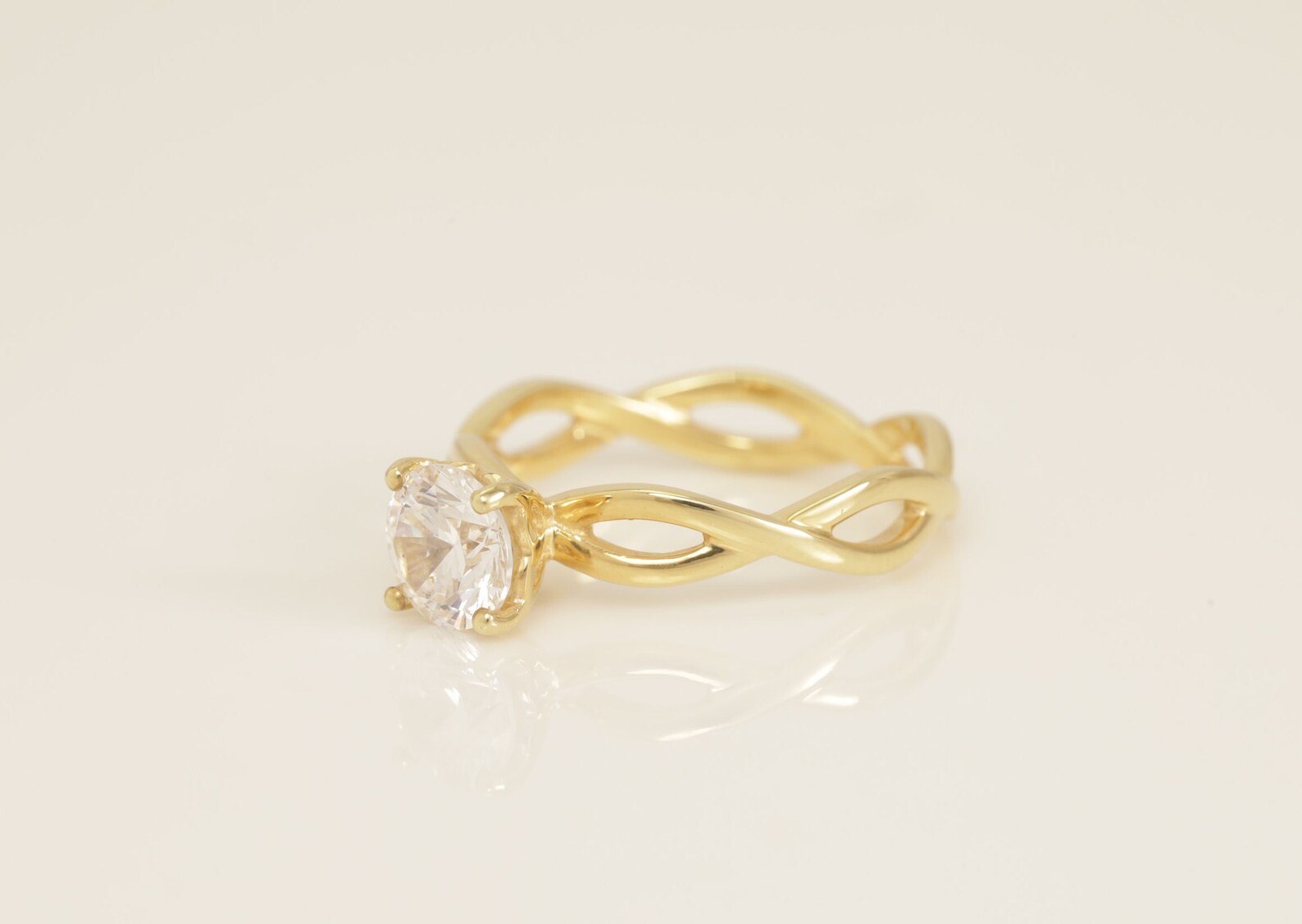 Twisted Diamond Engagement Ring, Diamond Infinity Ring, Bridal Solitaire Promise Ring, Anniversary Ring Gift for Her