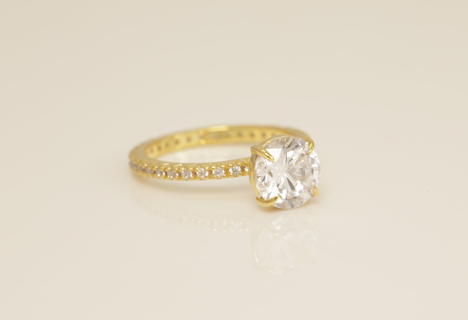 6.5 MM Solitaire Diamond Engagement Ring, 4 Prong Solitaire Engagement Ring for Women, Vintage Diamond Ring, Bridal Promise Ring