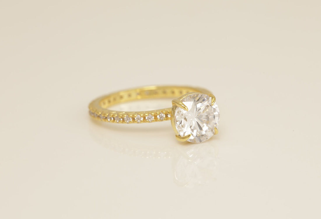6.5 MM Solitaire Diamond Engagement Ring, 4 Prong Solitaire Engagement Ring for Women, Vintage Diamond Ring, Bridal Promise Ring