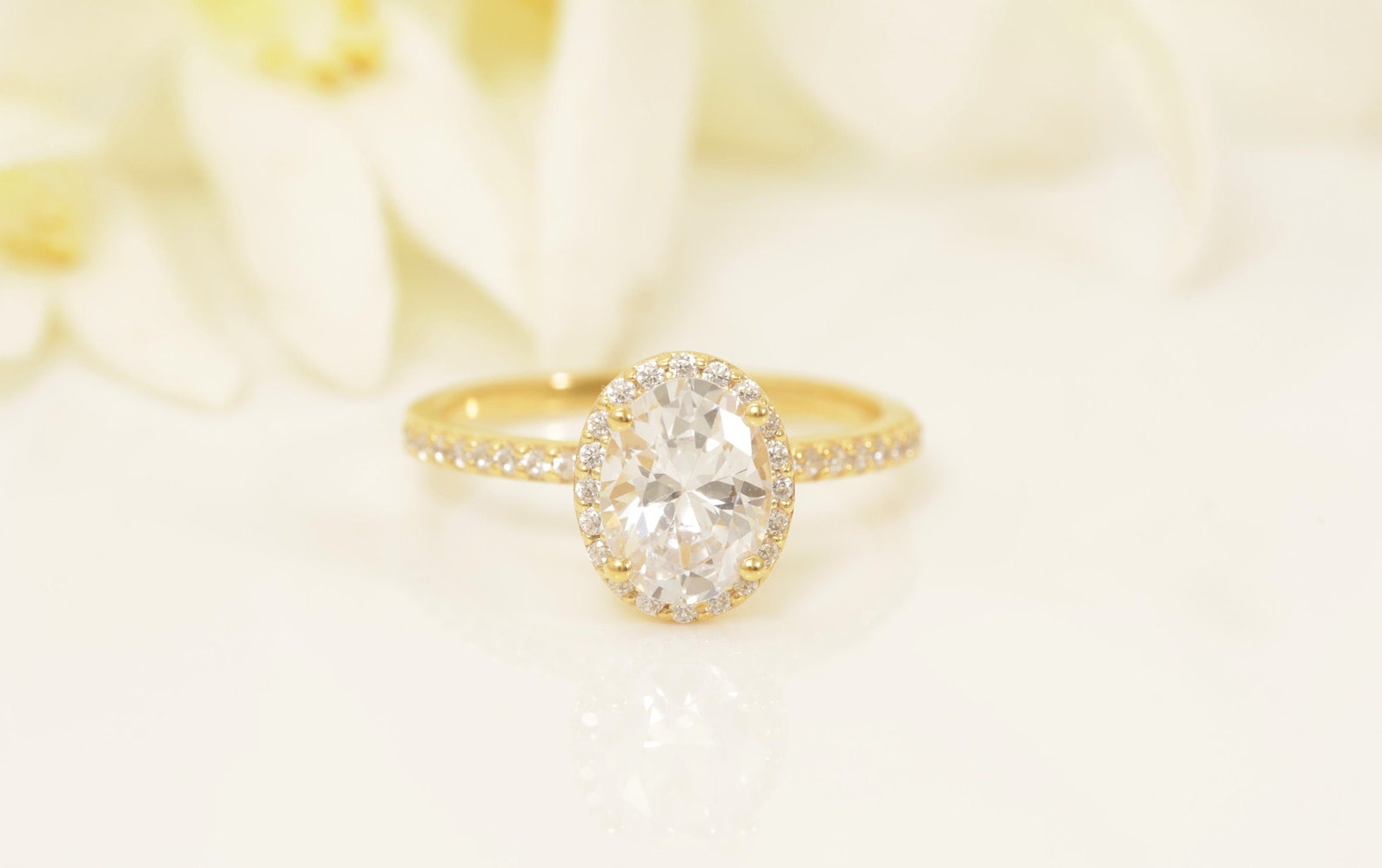 1.25 CT Oval Diamond Engagement Ring, Diamond Wedding Ring, Bridal Promise Ring, Oval Cut Anniversary Halo Ring