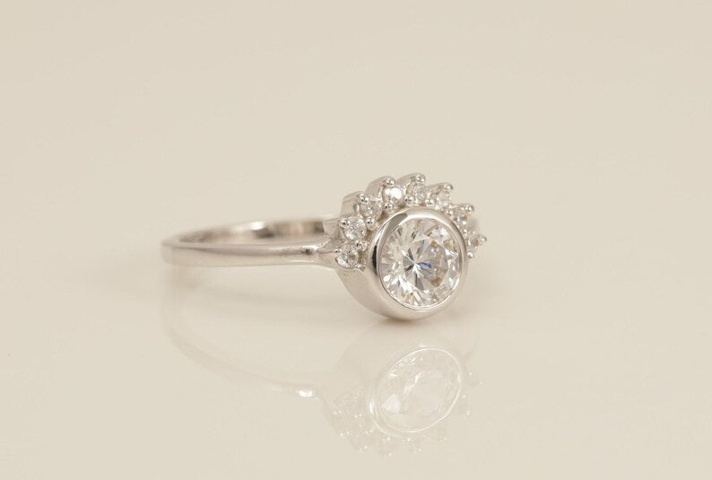 Diamond Cluster Engagement Ring, Vintage Solitaire Wedding Ring, Promise Ring, Anniversary Ring, Vintage Style Ring, Bridal Ring