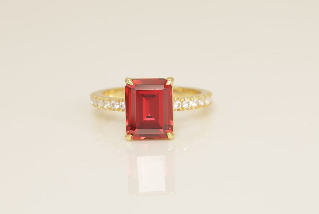 Four Prongs Ruby Engagement Ring, July Birthstone Ring, Bridal Promise Ring, Ruby Wedding Ring, Anniversary Ring