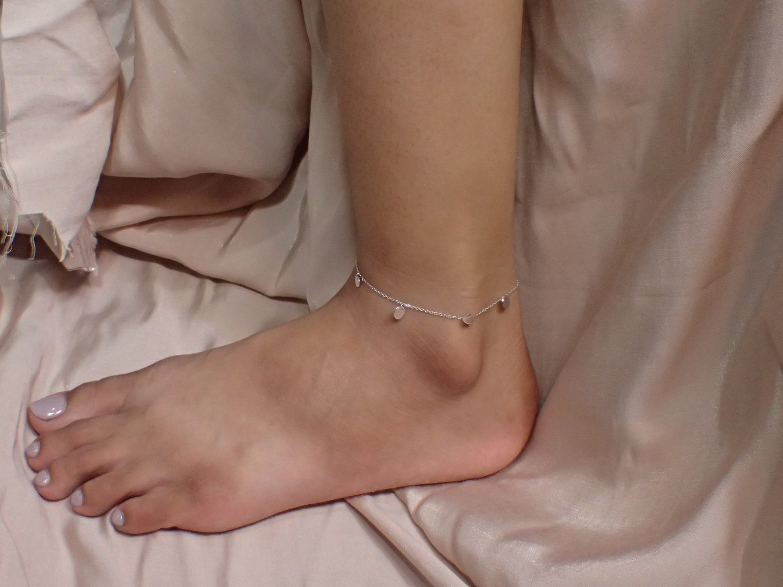 Sterling Silver Anklets with Disc / Anklets for Women / Disc Gold Anklet Bracelet / Tiny Disc Anklet / Minimalist Anklet