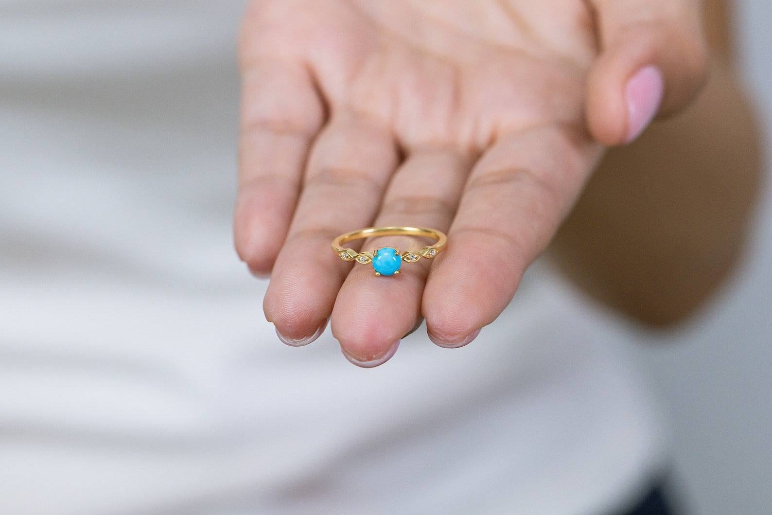 Turquoise and Diamond Engagement Ring, December Birthstone, Turquoise Ring, 18k Gold Unique Promise Ring, Marquise Ring