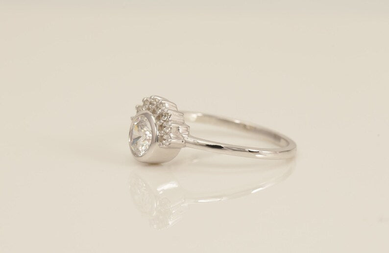 Diamond Cluster Engagement Ring, Vintage Solitaire Wedding Ring, Promise Ring, Anniversary Ring, Vintage Style Ring, Bridal Ring