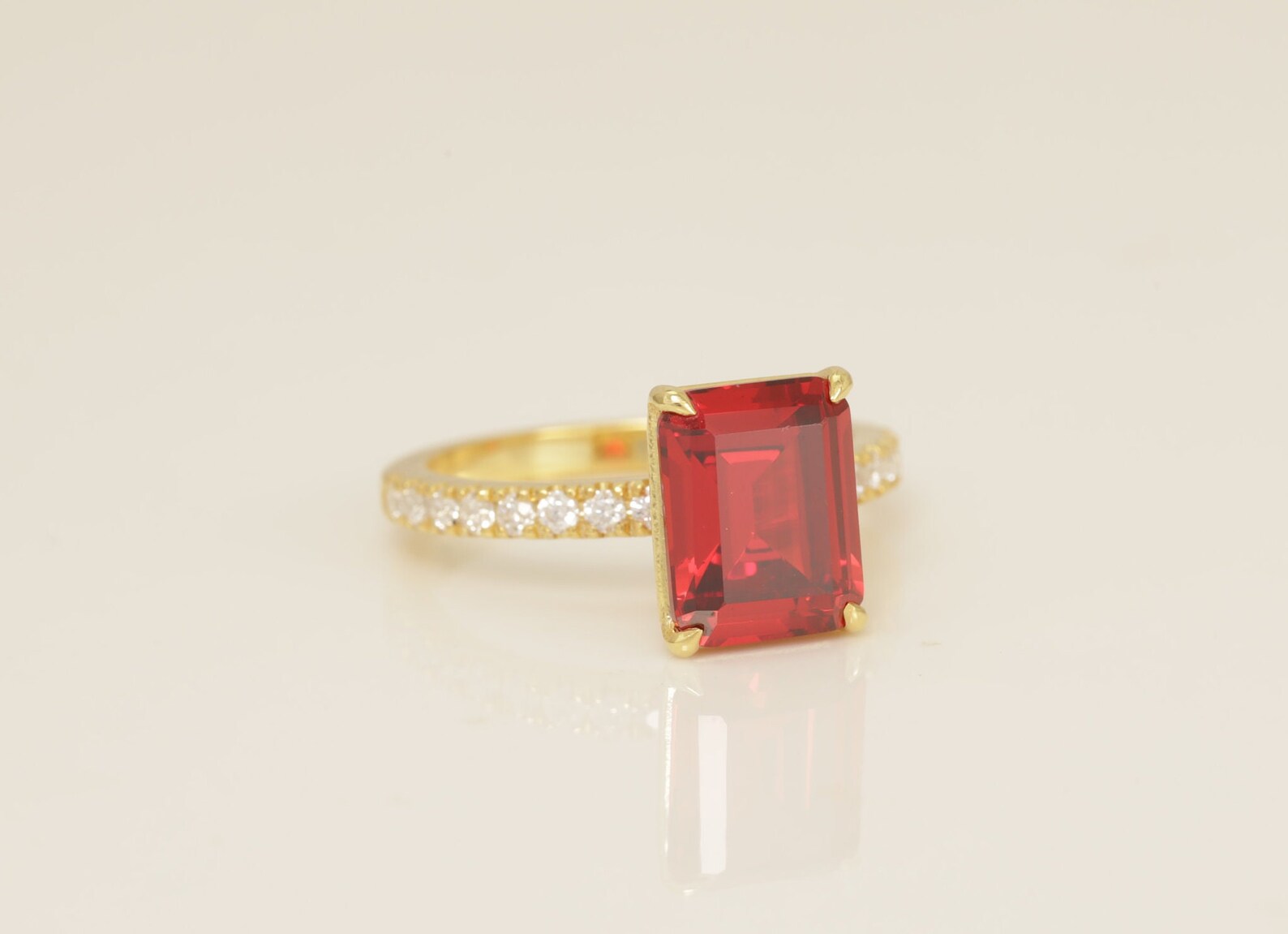 Four Prongs Ruby Engagement Ring, July Birthstone Ring, Bridal Promise Ring, Ruby Wedding Ring, Anniversary Ring