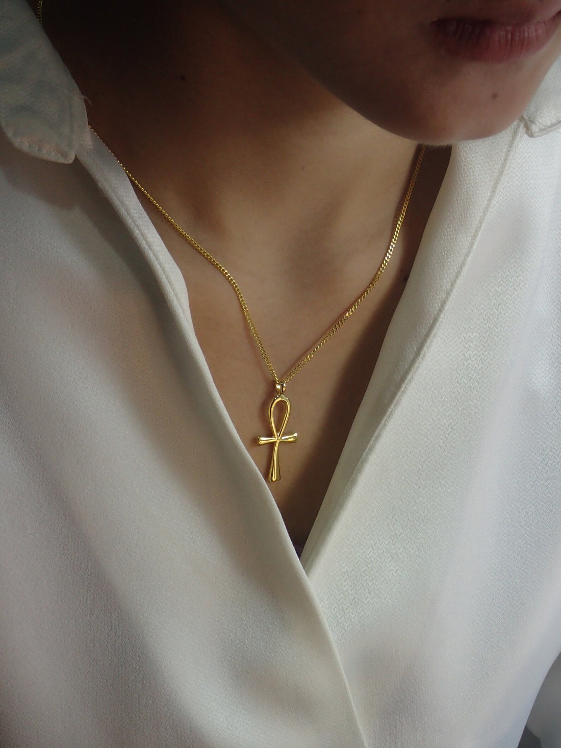 Egyptian Ankh Cross Pendant Necklace / Egypt Hieroglyphs pendant necklace / Protection Necklace / Egyptian Cross