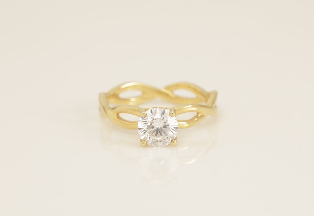 Twisted Diamond Engagement Ring, Diamond Infinity Ring, Bridal Solitaire Promise Ring, Anniversary Ring Gift for Her