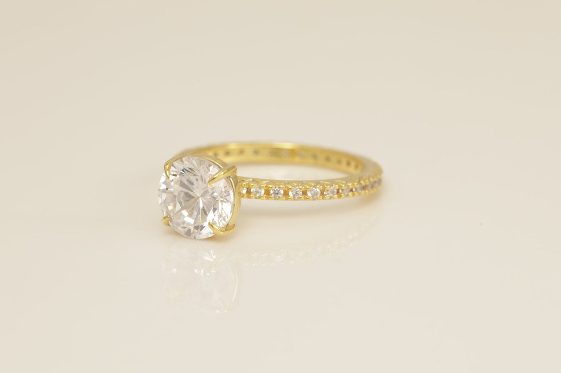6.5 MM Solitaire Diamond Engagement Ring, 4 Prong Solitaire Engagement Ring for Women, Vintage Diamond Ring, Bridal Promise Ring