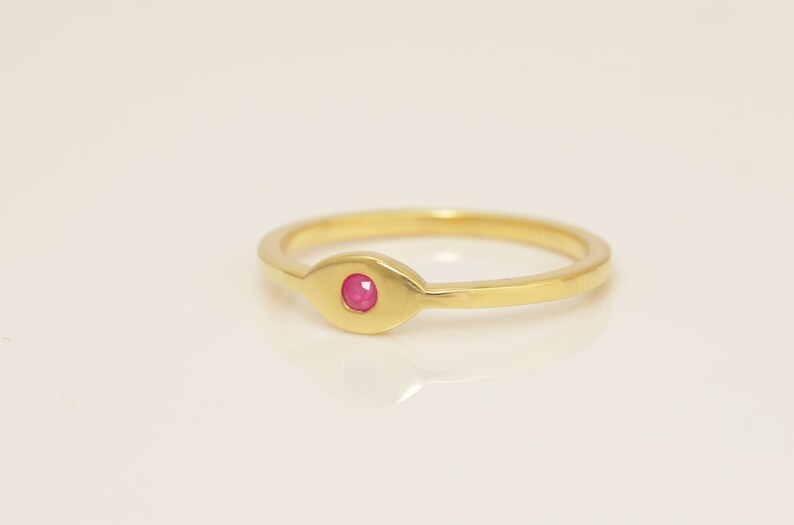 Evil Eye Ruby Ring, July birthstone Ring, Evil Eye Jewelry Gift for Women, Stacking Ring, Protection Ring