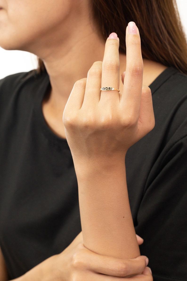 Moon Phase Ring, Sterling Silver Moon Ring, Stacking Ring for Women, Dainty Moon Ring, Celestial Jewelry