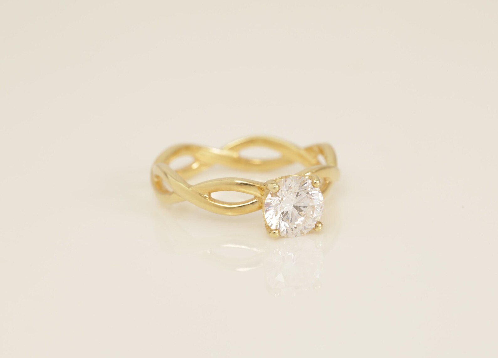 Twisted Diamond Engagement Ring, Diamond Infinity Ring, Bridal Solitaire Promise Ring, Anniversary Ring Gift for Her