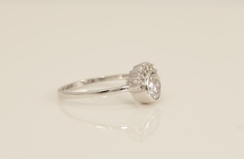 Diamond Cluster Engagement Ring, Vintage Solitaire Wedding Ring, Promise Ring, Anniversary Ring, Vintage Style Ring, Bridal Ring