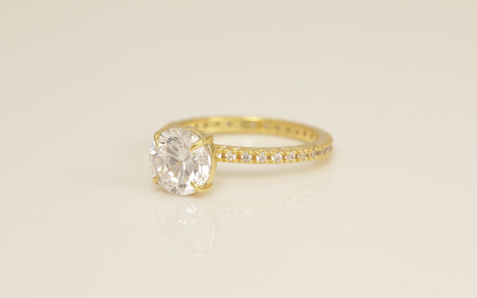 6.5 MM Solitaire Diamond Engagement Ring, 4 Prong Solitaire Engagement Ring for Women, Vintage Diamond Ring, Bridal Promise Ring