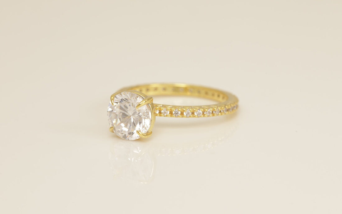 6.5 MM Solitaire Diamond Engagement Ring, 4 Prong Solitaire Engagement Ring for Women, Vintage Diamond Ring, Bridal Promise Ring