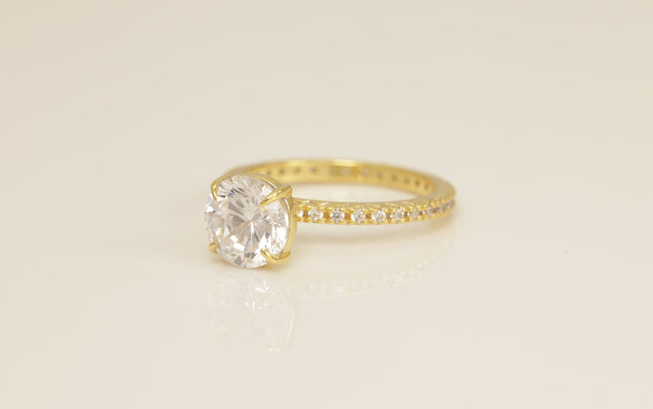 6.5 MM Solitaire Diamond Engagement Ring, 4 Prong Solitaire Engagement Ring for Women, Vintage Diamond Ring, Bridal Promise Ring