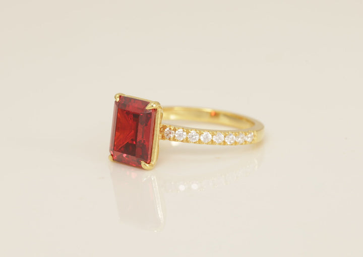 Four Prongs Ruby Engagement Ring, July Birthstone Ring, Bridal Promise Ring, Ruby Wedding Ring, Anniversary Ring