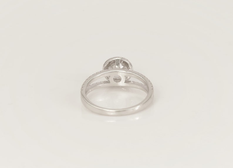 1.0 CT Split Shank Diamond Engagement Ring, Diamond Halo Anniversary Ring, Bridal Wedding Ring Gift for Her