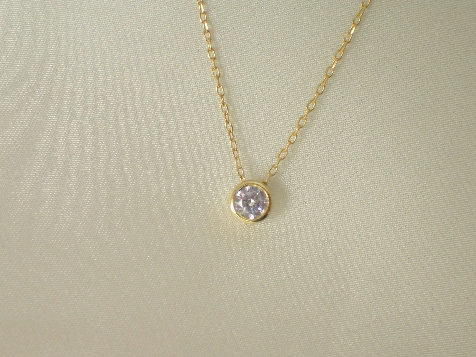 Solitaire Necklace / Delicate Diamond Necklace / Sterling Silver Bezel Set Necklace / Dainty Layered Necklace