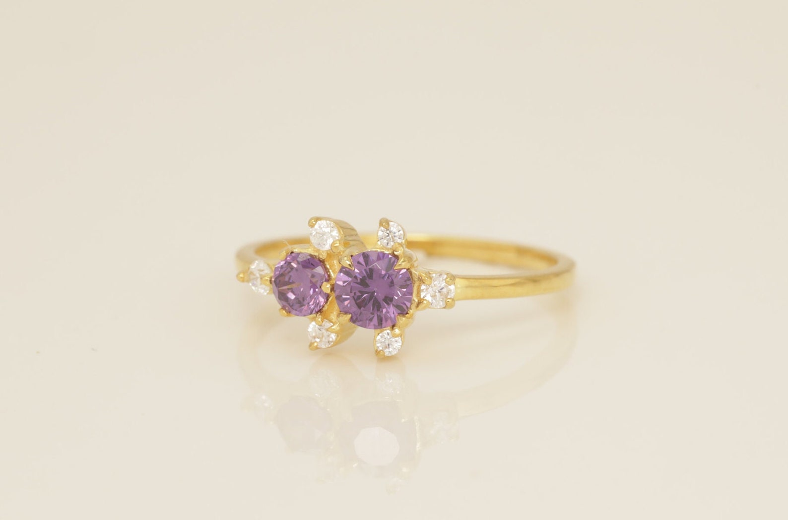 Cluster Amethyst Engagement Ring, February Birthstone Ring, Vintage Solitaire Wedding Band, Promise Ring, Anniversary Ring