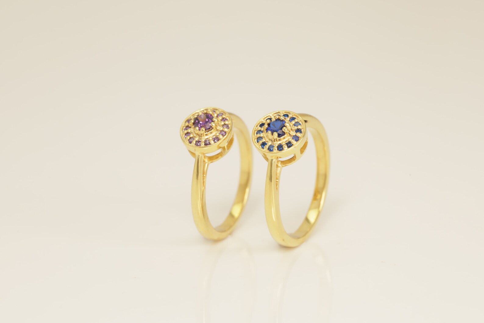 Amethyst Halo Engagement Ring, Gemstone wedding Ring, February Birthstone Ring, Anniversary Gift for Her, Bridal Promise Ring